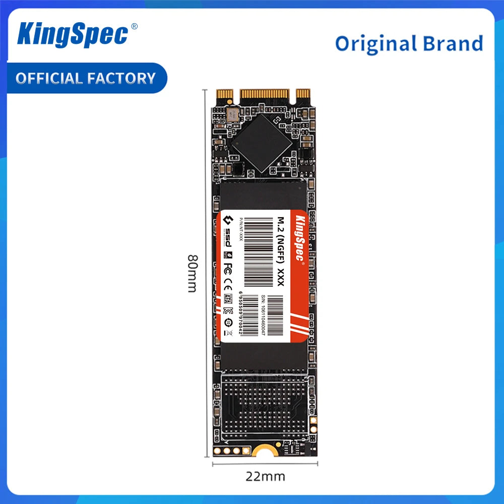 Disque SSD interne KingSpec M.2 NGFF 128 Go, 256 Go, 512 Go, 1 To, 2 To, SATA 2280, SATA3 6 Gb/s pour ordinateur portable