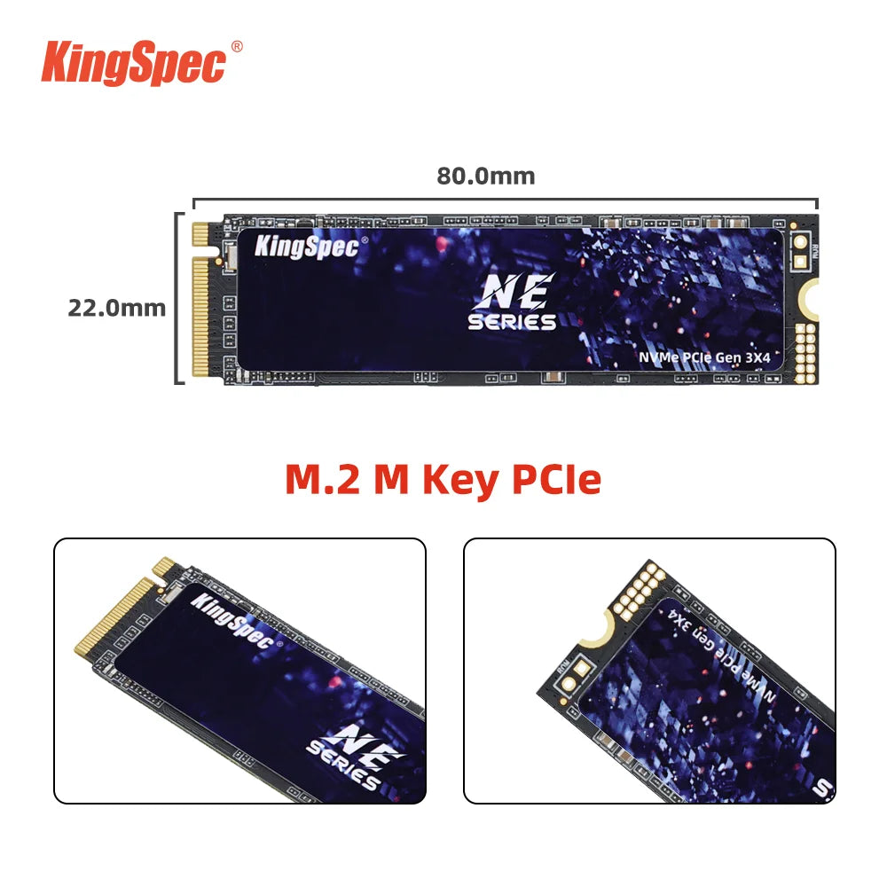 Disque SSD M.2 KingSpec 120 Go, 256 Go, 512 Go, 1 To et 2 To - Disque dur interne SSD NVMe PCIe pour ordinateur portable et de bureau MSI