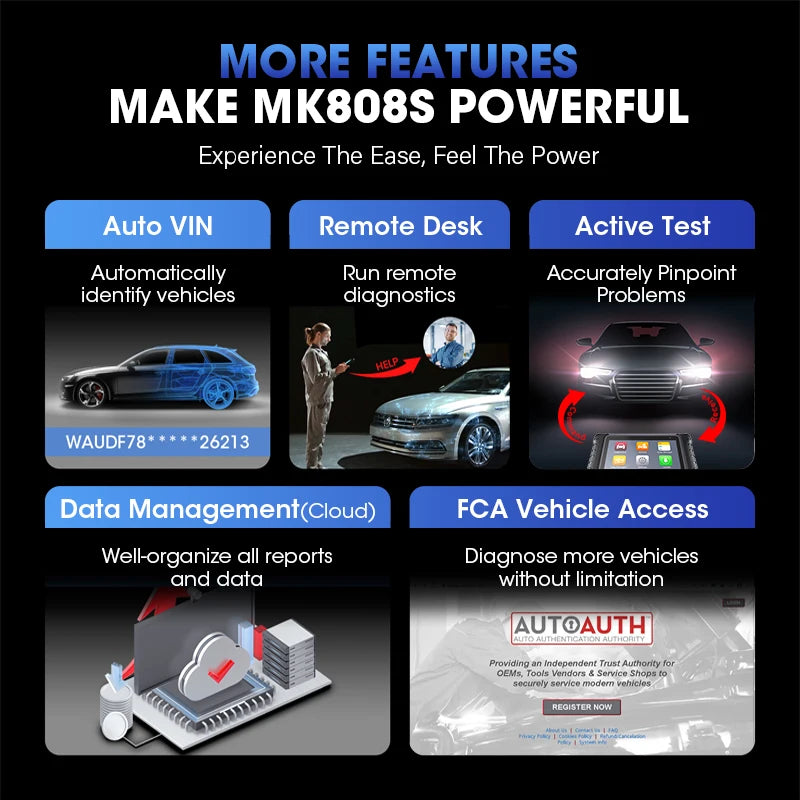 Scanner OBD2 Autel MaxiCOM MK808S, outil de diagnostic automobile, lecteur de codes de test actif, outil de codage de clés