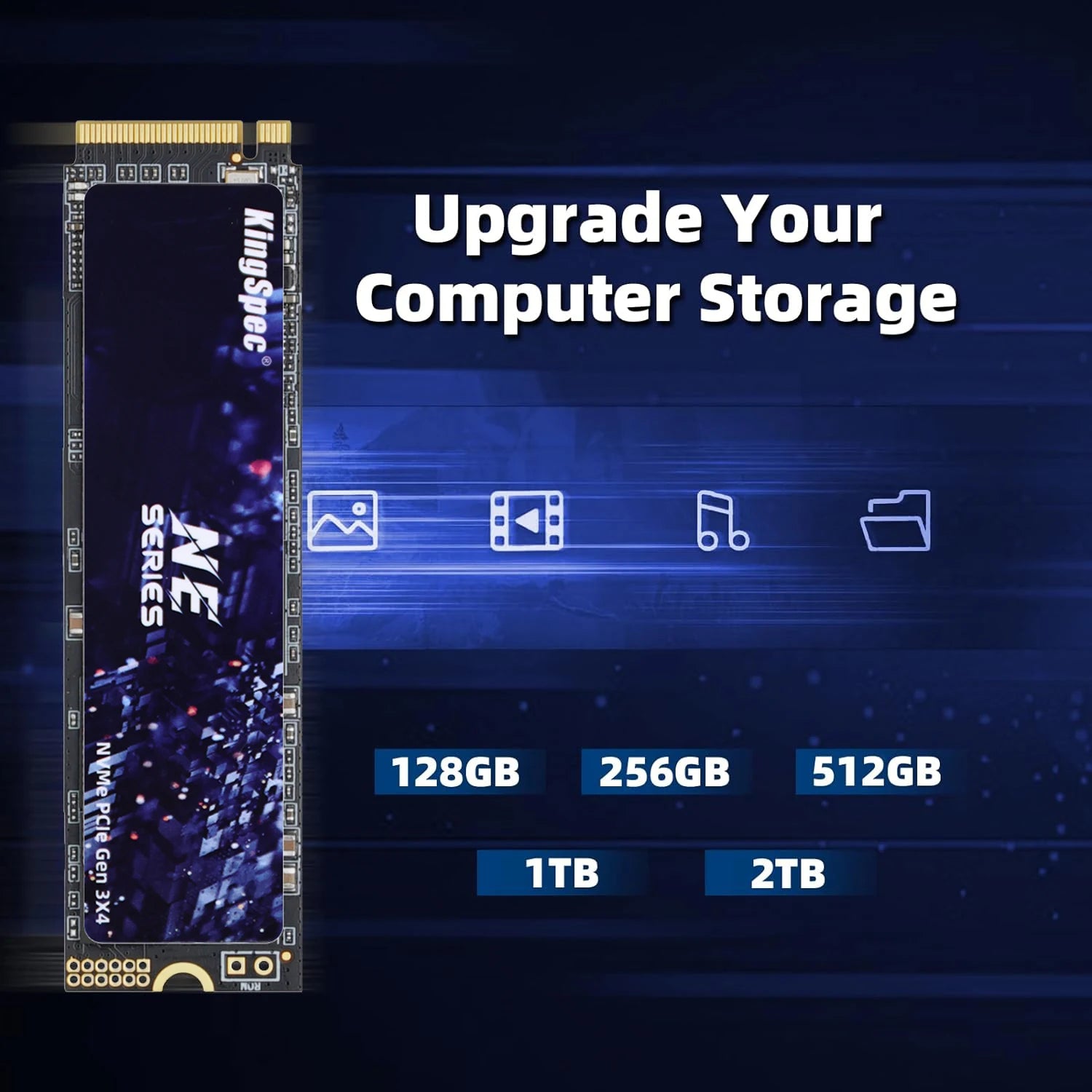 Disque SSD M.2 KingSpec 120 Go, 256 Go, 512 Go, 1 To et 2 To - Disque dur interne SSD NVMe PCIe pour ordinateur portable et de bureau MSI